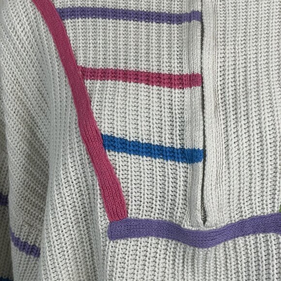 Vintage Womens Chunky Apres Ski Quarter Zip Crop Sweater Small Hipster Snowboard - Picture 4 of 11